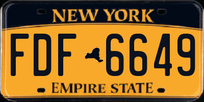NY license plate FDF6649