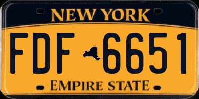 NY license plate FDF6651