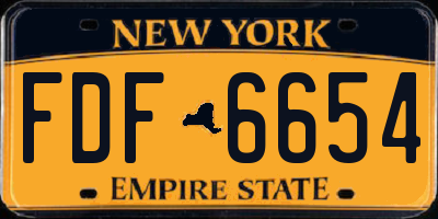 NY license plate FDF6654