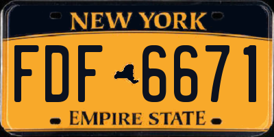 NY license plate FDF6671