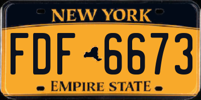 NY license plate FDF6673