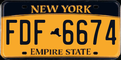 NY license plate FDF6674
