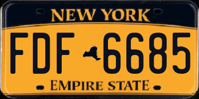 NY license plate FDF6685