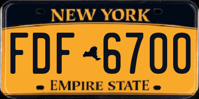 NY license plate FDF6700