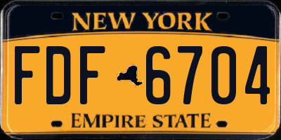 NY license plate FDF6704