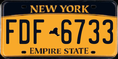 NY license plate FDF6733