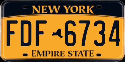NY license plate FDF6734