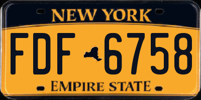 NY license plate FDF6758