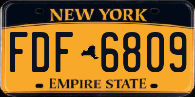 NY license plate FDF6809