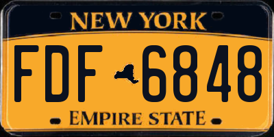 NY license plate FDF6848