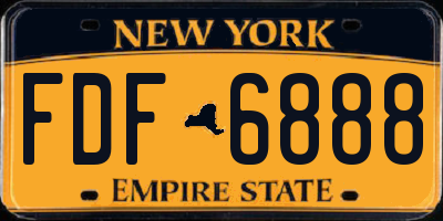 NY license plate FDF6888