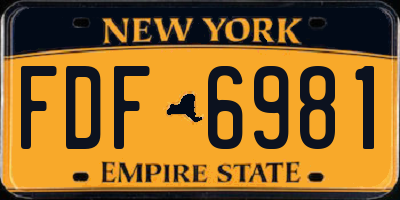 NY license plate FDF6981