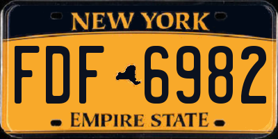 NY license plate FDF6982