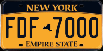 NY license plate FDF7000