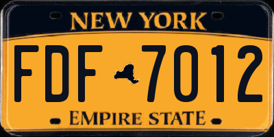 NY license plate FDF7012