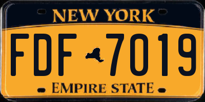 NY license plate FDF7019