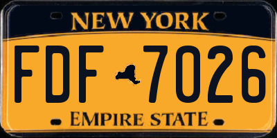 NY license plate FDF7026