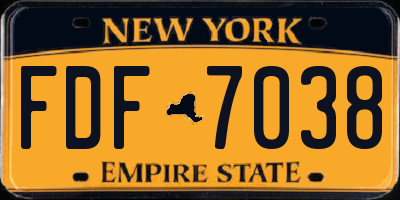 NY license plate FDF7038