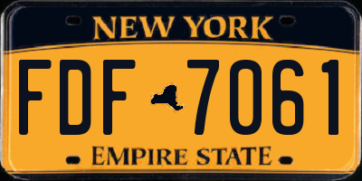 NY license plate FDF7061