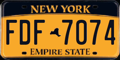 NY license plate FDF7074