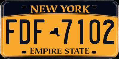 NY license plate FDF7102