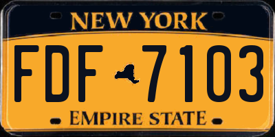 NY license plate FDF7103