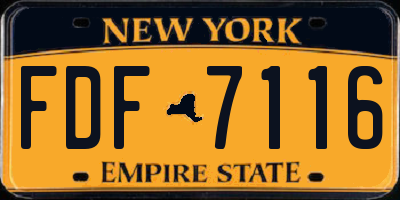 NY license plate FDF7116