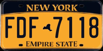 NY license plate FDF7118