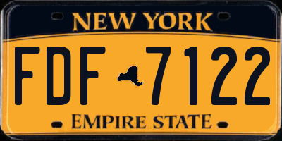 NY license plate FDF7122