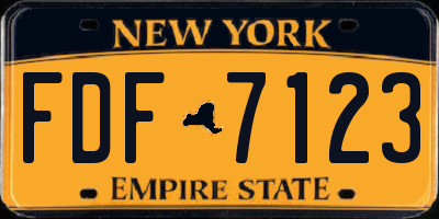 NY license plate FDF7123