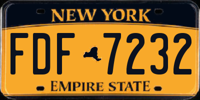 NY license plate FDF7232