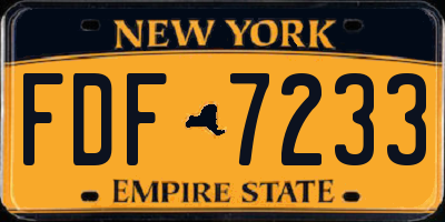 NY license plate FDF7233