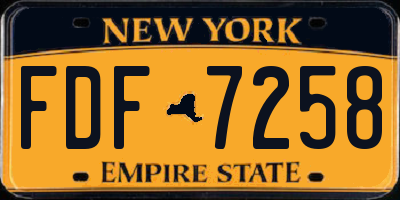 NY license plate FDF7258