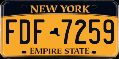 NY license plate FDF7259