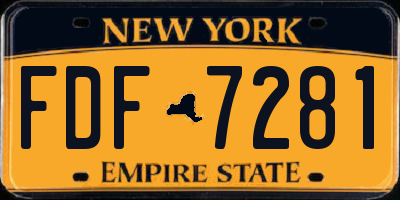 NY license plate FDF7281