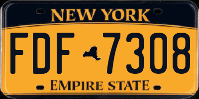 NY license plate FDF7308