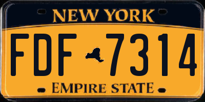 NY license plate FDF7314