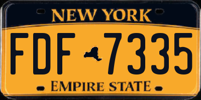 NY license plate FDF7335