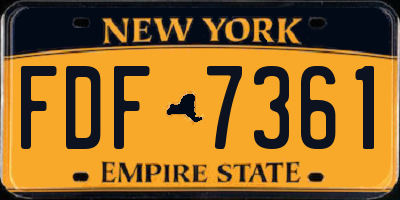 NY license plate FDF7361