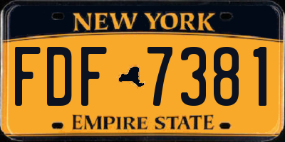 NY license plate FDF7381