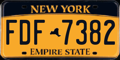 NY license plate FDF7382