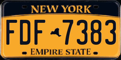 NY license plate FDF7383