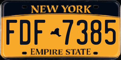 NY license plate FDF7385