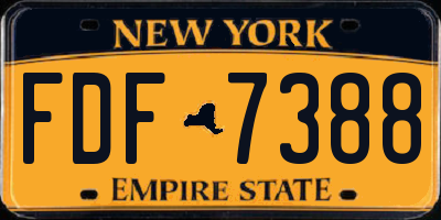 NY license plate FDF7388