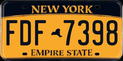 NY license plate FDF7398