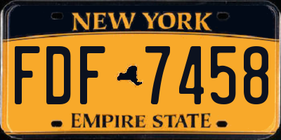 NY license plate FDF7458