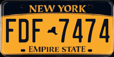 NY license plate FDF7474