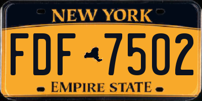 NY license plate FDF7502