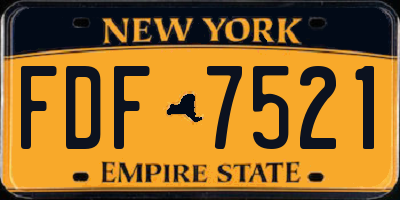NY license plate FDF7521