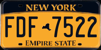NY license plate FDF7522